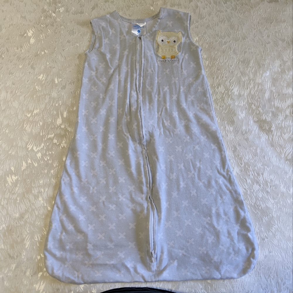 HALO SleepSack with Owl Decoration, Gray and White, Size Small, Birth to 6 Mos